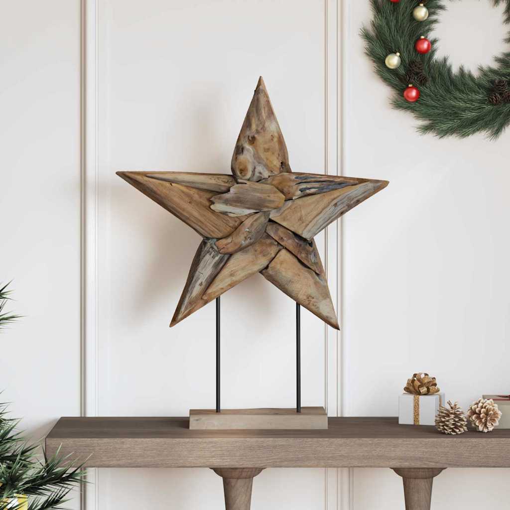 Julstjärna LED-lampor Brun 59,5 x 18 x 74 cm Massivt teakträ