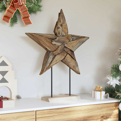 Julstjärna LED-lampor Brun 59,5 x 18 x 74 cm Massivt teakträ