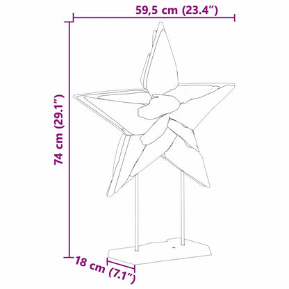 Julstjärna LED-lampor Brun 59,5 x 18 x 74 cm Massivt teakträ