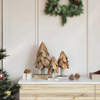 Julgran 3 st Brun 40 cm Massivt teakträ