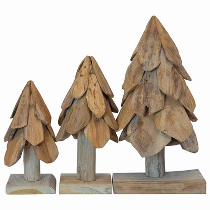 Julgran 3 st Brun 40 cm Massivt teakträ