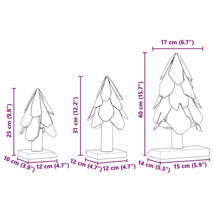 Julgran 3 st Brun 40 cm Massivt teakträ