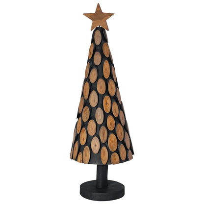 Julgran med stativ Brun 90 cm Massivt teakträ
