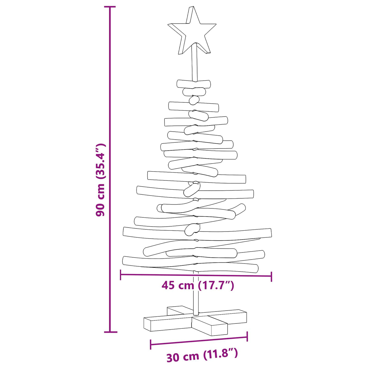 Julgran Brun 90 cm Massivt teakträ