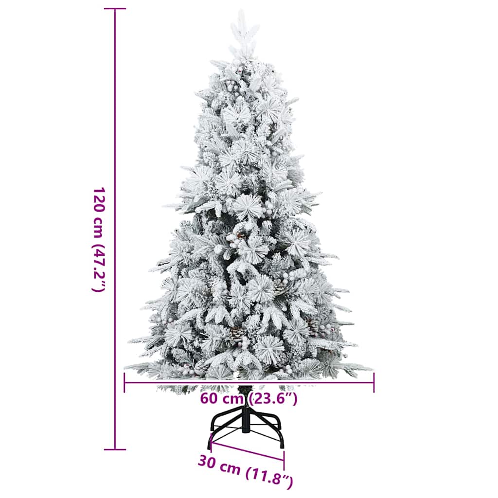 Konstgjord Vikbar Julgran Snö Flocked Vit 120 cm