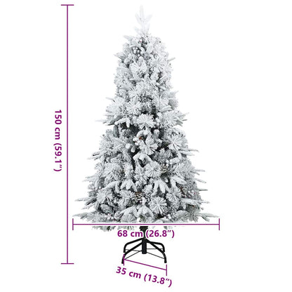 Konstgjord Vikbar Julgran Snö Flocked Vit 150 cm