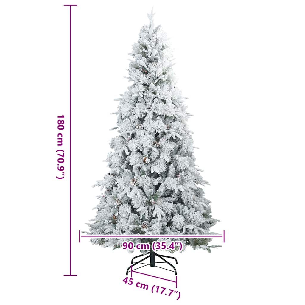 Konstgjord Vikbar Julgran Snö Flocked Vit 180 cm