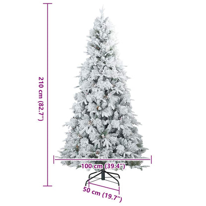 Konstgjord Vikbar Julgran Snö Flocked Vit 210 cm