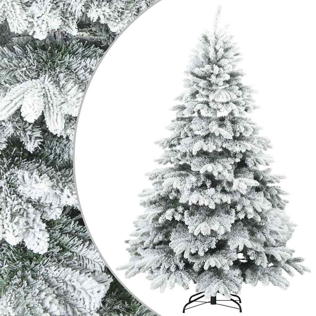 Konstgjord Vikbar Julgran Snö Flocked med stativ Vit 210 cm