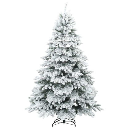 Konstgjord Vikbar Julgran Snö Flocked med stativ Vit 210 cm