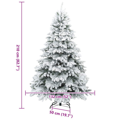 Konstgjord Vikbar Julgran Snö Flocked med stativ Vit 210 cm