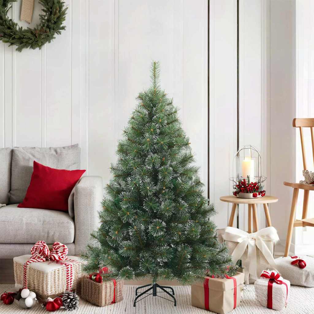 Konstgjord Vikbar Julgran Snö Flocked Grön 120 cm PVC, stål