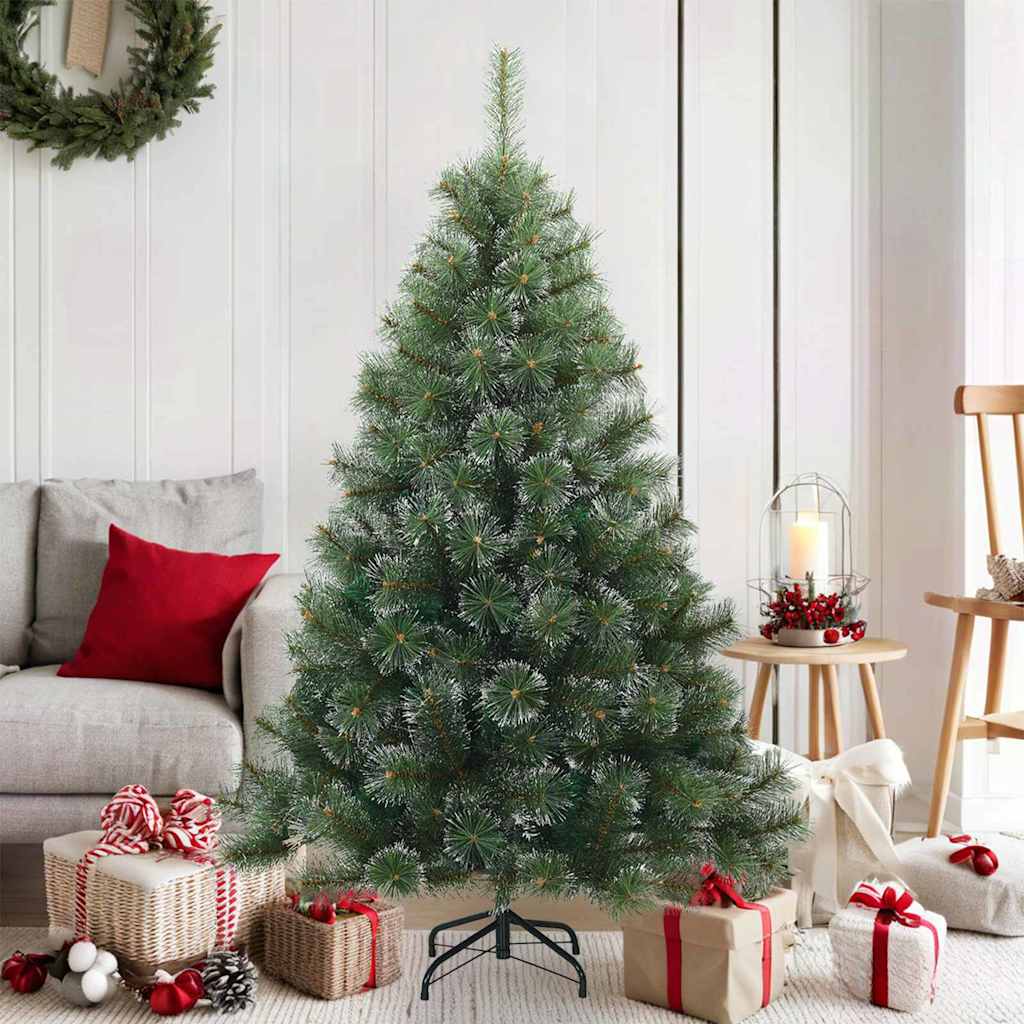 Konstgjord Vikbar Julgran Snö Flocked Grön 150 cm PVC, stål