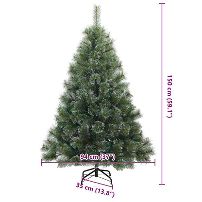 Konstgjord Vikbar Julgran Snö Flocked Grön 150 cm PVC, stål