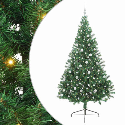Konstgjord Förbelyst Julgran med 300 LED-lampor Grön 240 cm PVC