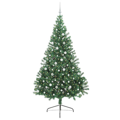 Konstgjord Förbelyst Julgran med 300 LED-lampor Grön 240 cm PVC