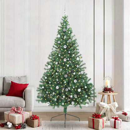 Konstgjord Förbelyst Julgran med 300 LED-lampor Grön 240 cm PVC