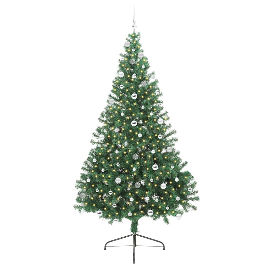Konstgjord Förbelyst Julgran med 300 LED-lampor Grön 240 cm PVC