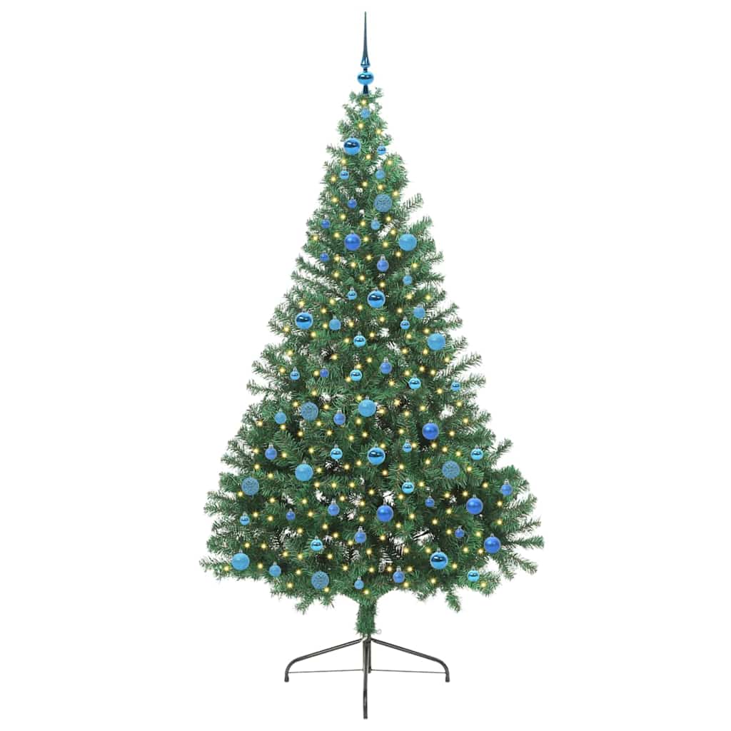 Konstgjord Förbelyst Julgran med 300 LED-lampor Grön 240 cm PVC