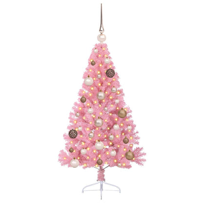 Konstgjord Förbelyst Julgran med 150 LED-lampor Rosa 120 cm PVC