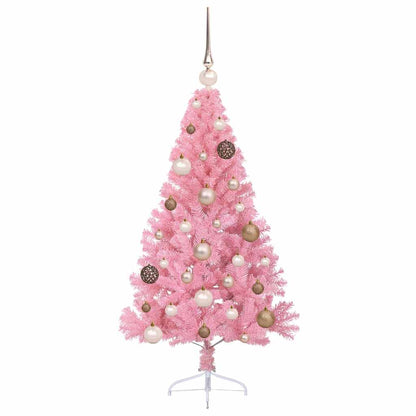 Konstgjord Förbelyst Julgran med 150 LED-lampor Rosa 120 cm PVC