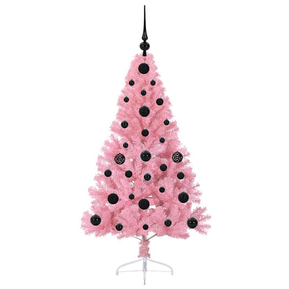 Konstgjord Förbelyst Julgran med 150 LED-lampor Rosa 120 cm PVC