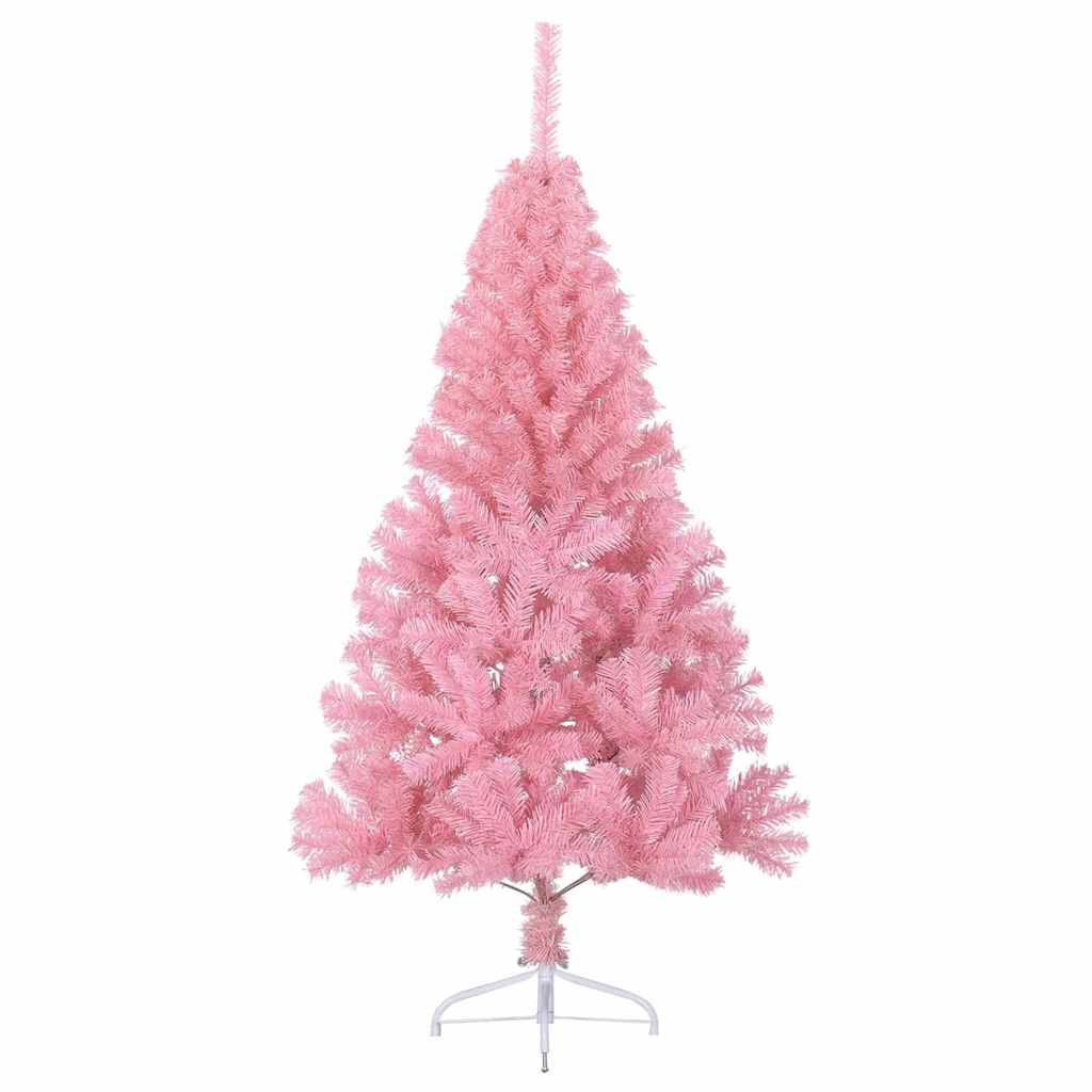 Konstgjord Förbelyst Julgran med 150 LED-lampor Rosa 150 cm PVC