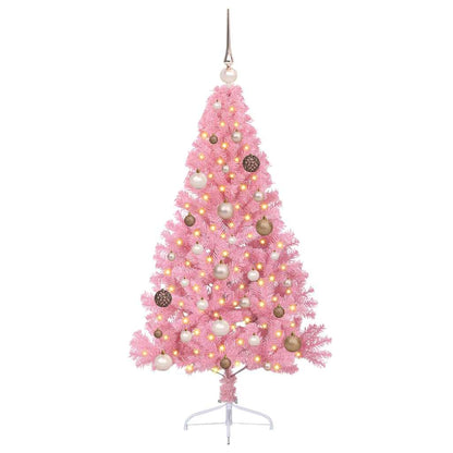 Konstgjord Förbelyst Julgran med 150 LED-lampor Rosa 150 cm PVC