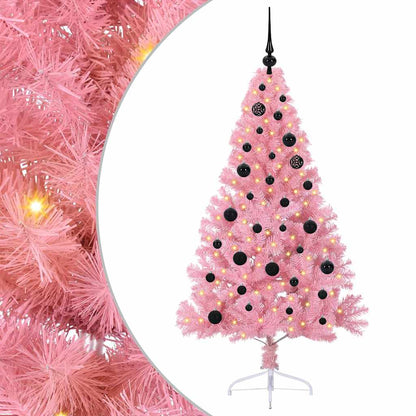 Konstgjord Förbelyst Julgran med 150 LED-lampor Rosa 150 cm PVC
