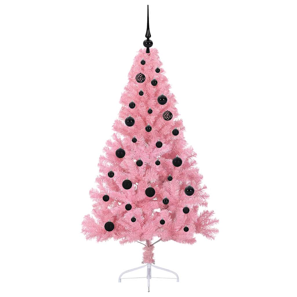 Konstgjord Förbelyst Julgran med 150 LED-lampor Rosa 150 cm PVC