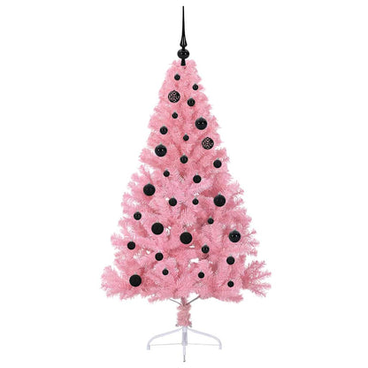 Konstgjord Förbelyst Julgran med 150 LED-lampor Rosa 150 cm PVC