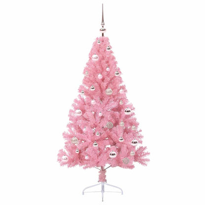Konstgjord Förbelyst Julgran med 150 LED-lampor Rosa 150 cm PVC