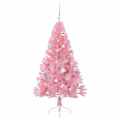 Konstgjord Förbelyst Julgran med 150 LED-lampor Rosa 150 cm PVC