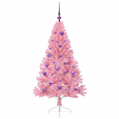 Konstgjord Förbelyst Julgran med 150 LED-lampor Rosa 150 cm PVC