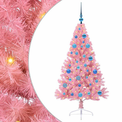 Konstgjord Förbelyst Julgran med 150 LED-lampor Rosa 150 cm PVC