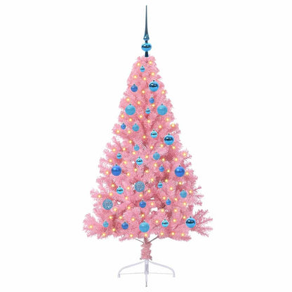 Konstgjord Förbelyst Julgran med 150 LED-lampor Rosa 150 cm PVC