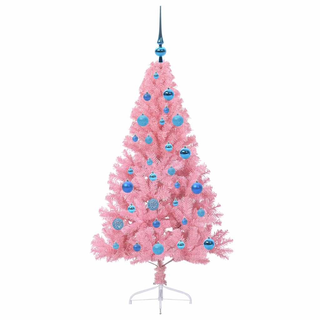 Konstgjord Förbelyst Julgran med 150 LED-lampor Rosa 150 cm PVC
