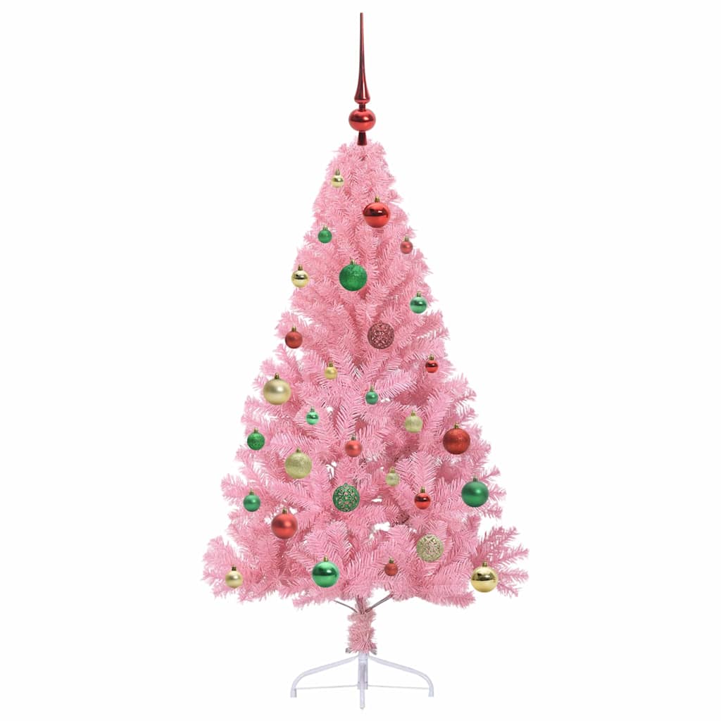 Konstgjord Förbelyst Julgran med 150 LED-lampor Rosa 150 cm PVC