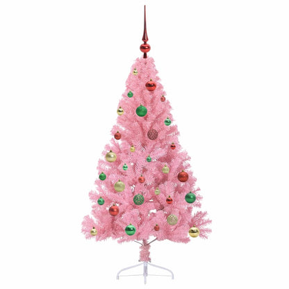 Konstgjord Förbelyst Julgran med 150 LED-lampor Rosa 150 cm PVC