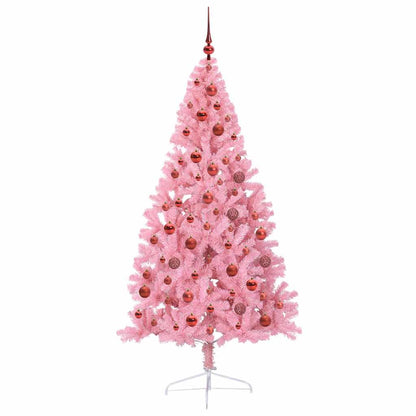Konstgjord Förbelyst Julgran med 300 LED-lampor Rosa 180 cm PVC
