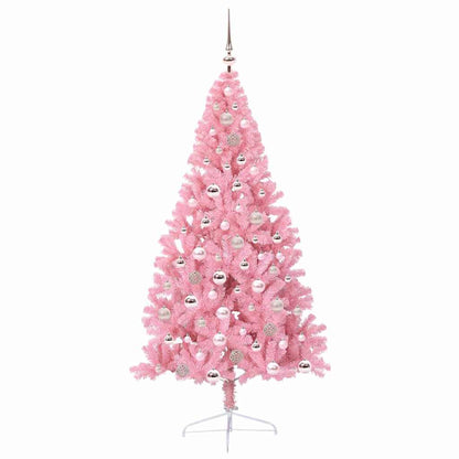 Konstgjord Förbelyst Julgran med 300 LED-lampor Rosa 180 cm PVC