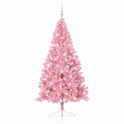 Konstgjord Förbelyst Julgran med 300 LED-lampor Rosa 180 cm PVC