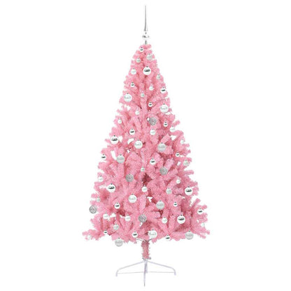 Konstgjord Förbelyst Julgran med 300 LED-lampor Rosa 180 cm PVC
