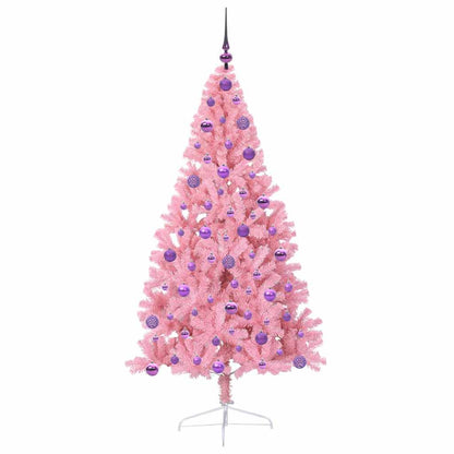 Konstgjord Förbelyst Julgran med 300 LED-lampor Rosa 180 cm PVC