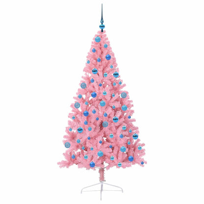 Konstgjord Förbelyst Julgran med 300 LED-lampor Rosa 180 cm PVC