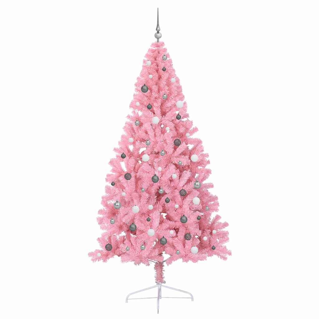 Konstgjord Förbelyst Julgran med 300 LED-lampor Rosa 240 cm PVC