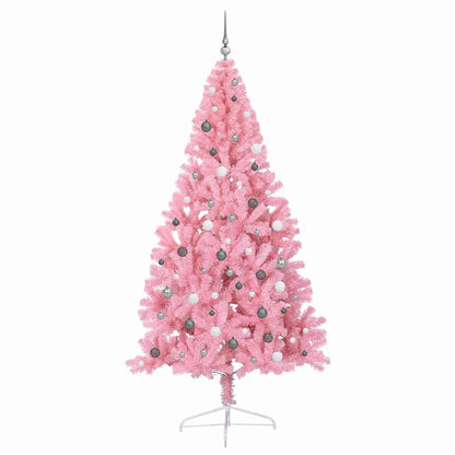 Konstgjord Förbelyst Julgran med 300 LED-lampor Rosa 240 cm PVC