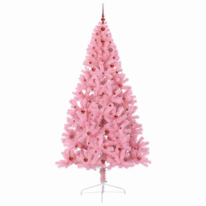 Konstgjord Förbelyst Julgran med 300 LED-lampor Rosa 240 cm PVC