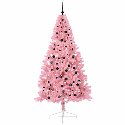 Konstgjord Förbelyst Julgran med 300 LED-lampor Rosa 240 cm PVC