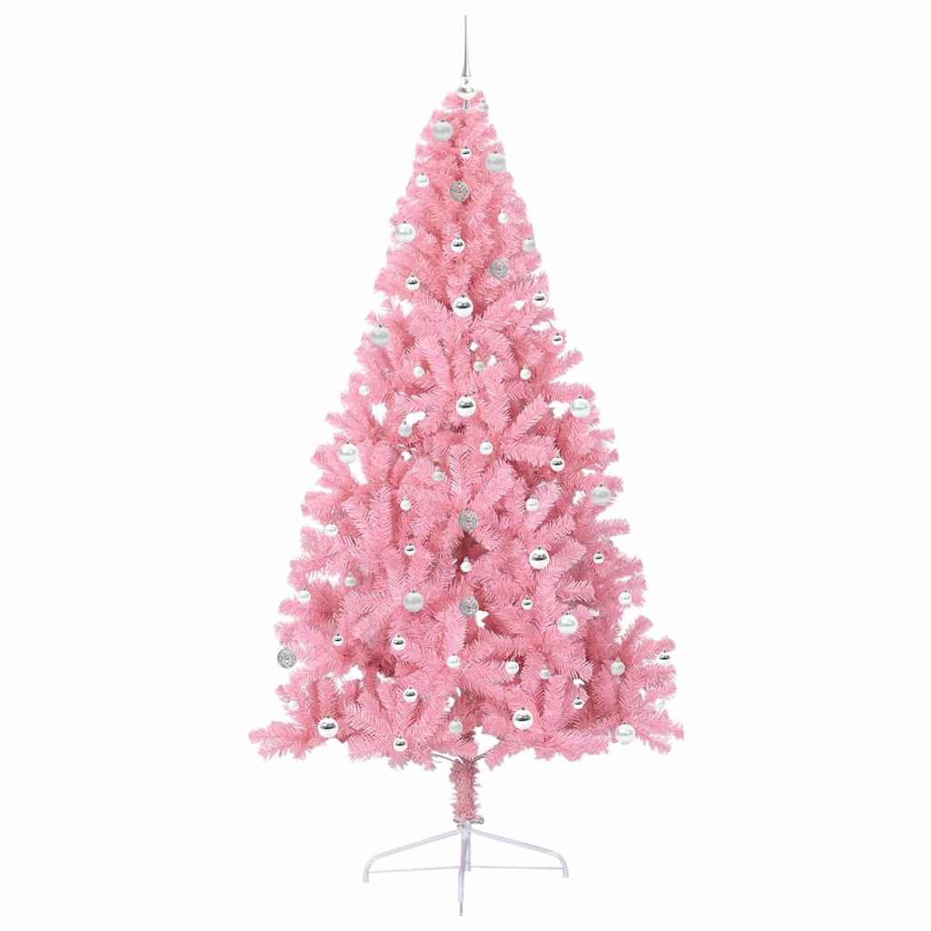Konstgjord Förbelyst Julgran med 300 LED-lampor Rosa 240 cm PVC